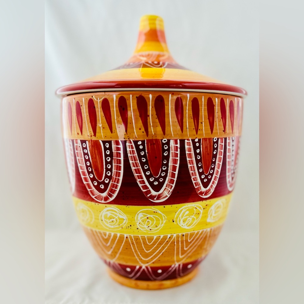 New Certified International Joyce Shelton Studios Multi Color Large Cookie Jar - Picture 4 of 5